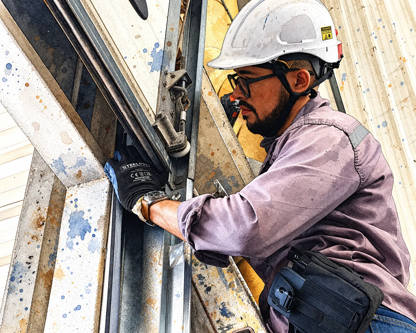 Acuarela del proyecto mantenimiento correctivo de una puerta seccional