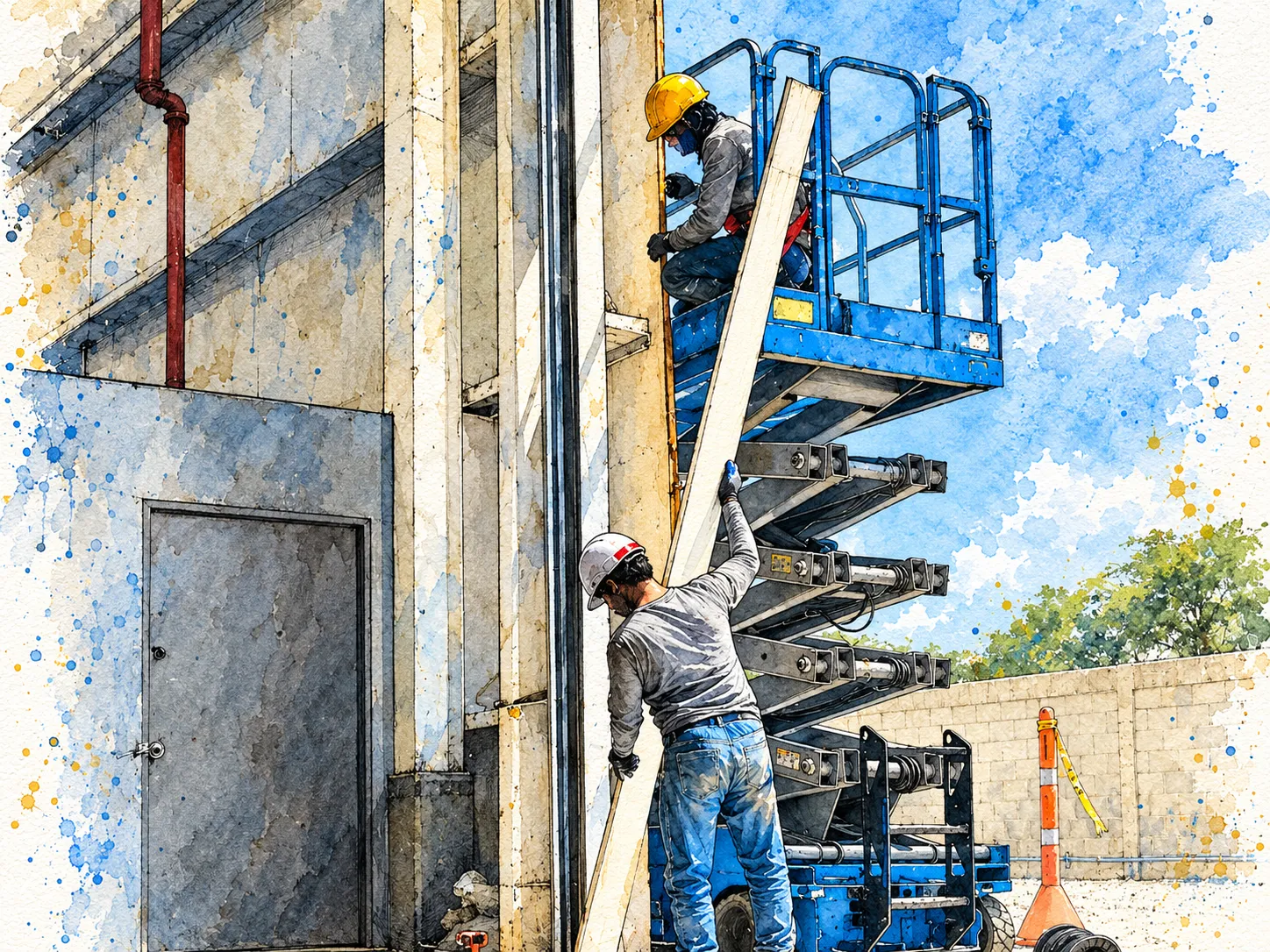 Acuarela del proyecto reparación de un acceso en instalaciones logísticas