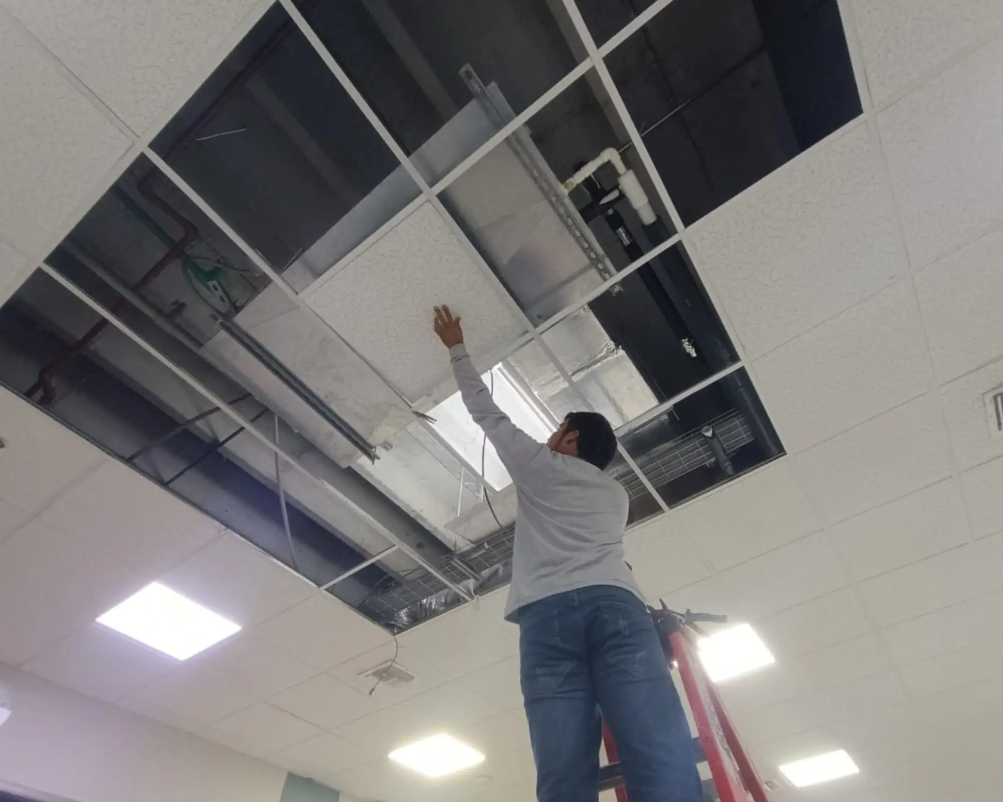 Segundo registro fotográfico del proyecto reparación de alfeizares, cielo raso y pintura de sala de juntas en oficinas